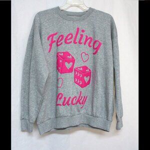 No Boundaries Large 12-14 Heather Gray Long Sleeve Graphic Crewneck Sweatshirt